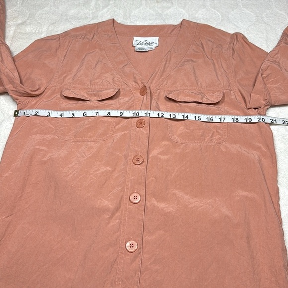 Victoria Soie 100% Silk Muted Pink Midi Shirt Dress Button Front Tunic Sz 10 - Picture 3 of 10